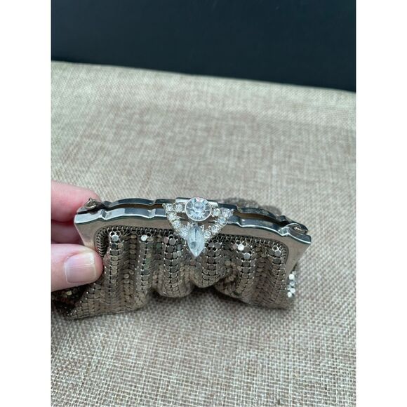 Vintage WHITING & DAVIS Silver Mesh Kiss lock Evening Bag Purse Made In USA 2945 - Picture 6 of 12